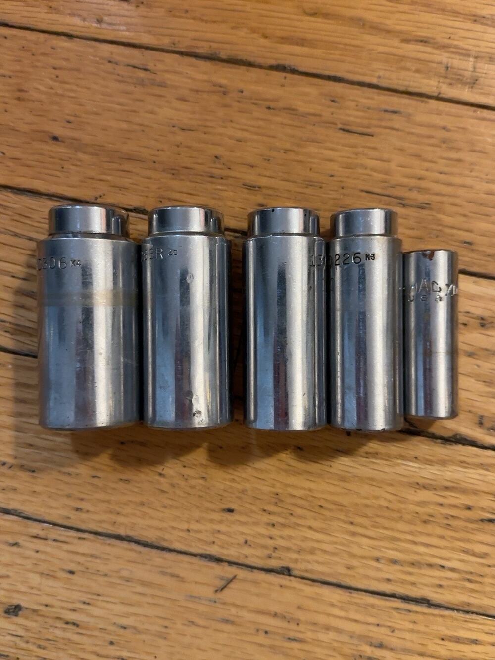 MAC Tools USA Deep Socket Lot 5 Pc SAE 1/2 11/16 13/16 7/8 15/16 Chrome